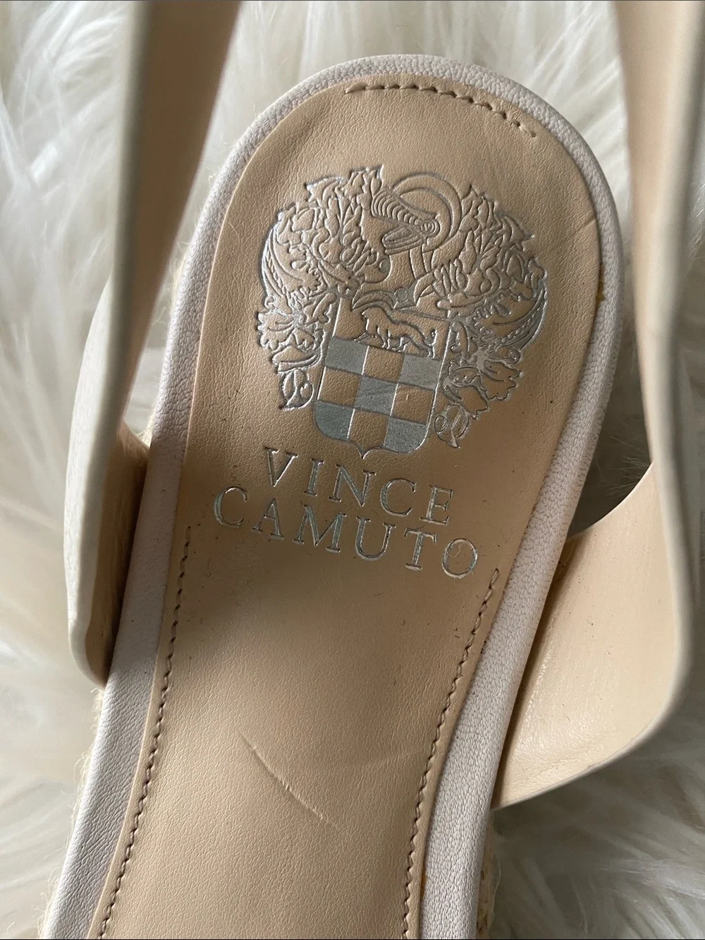 NWOT Vince camuto Cream Espadrille leather Platform Sandals with Ankle Strap